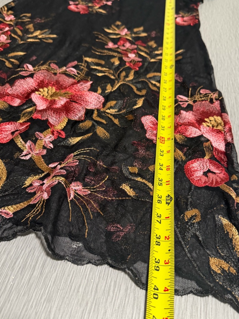 Antoinette Black Sheer Floral Embroidered Dress Mesh Overlay Boho Romantic M - Picture 6 of 10
